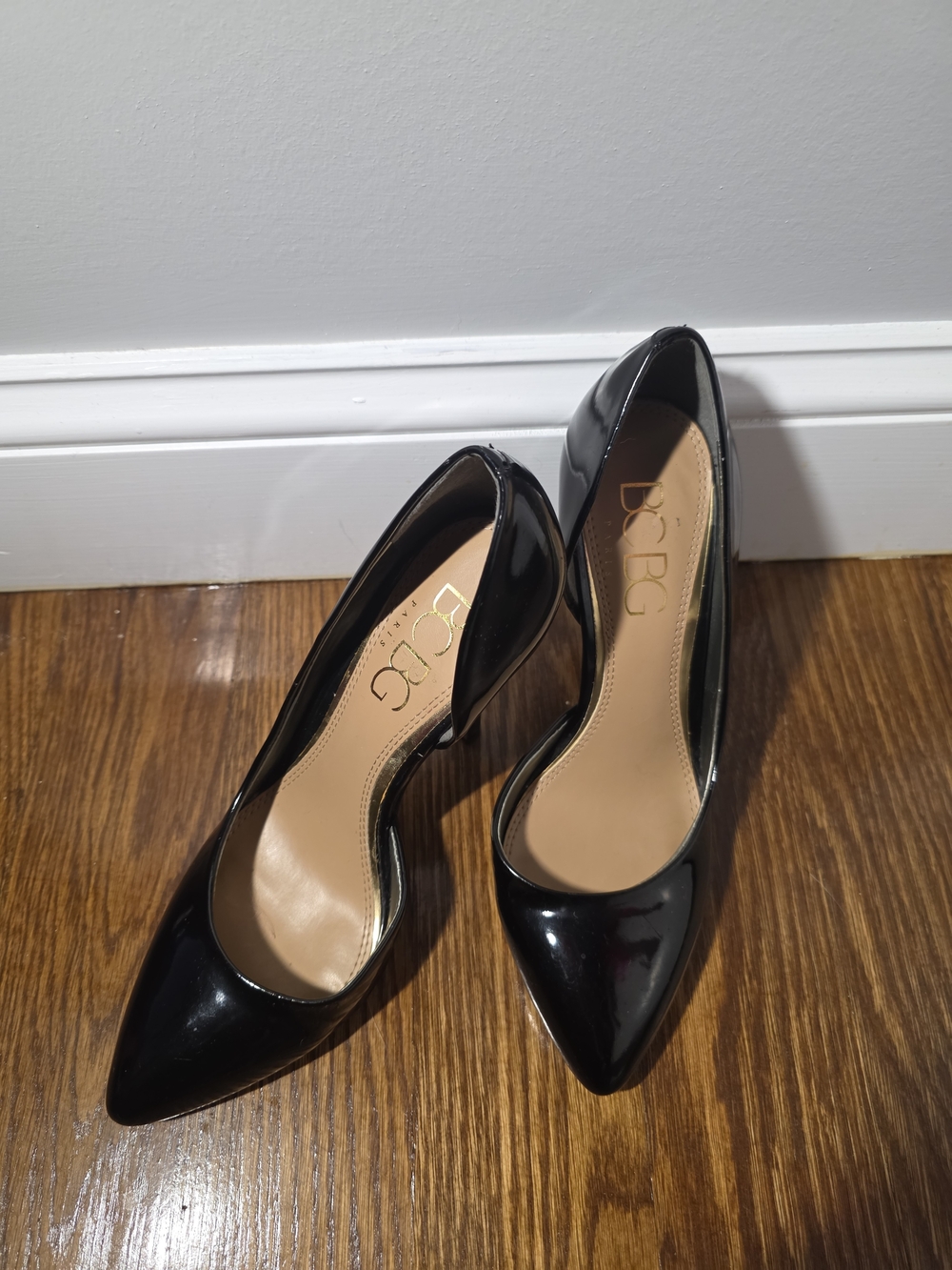 BCBG Black Patent Pointed-Toe Pumps